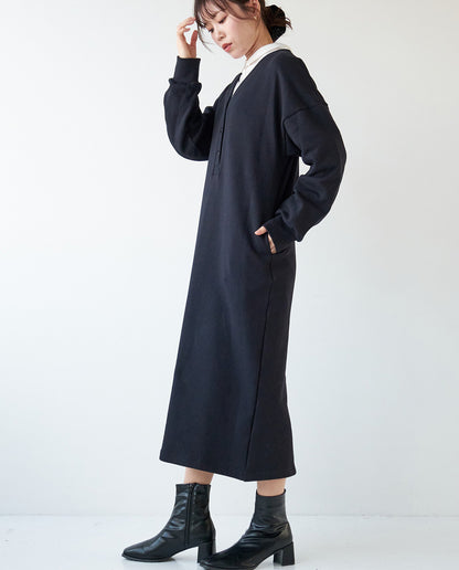 裏起毛Vネックワンピース