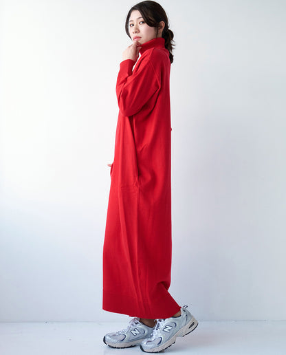 コクーンハイネックニットワンピース