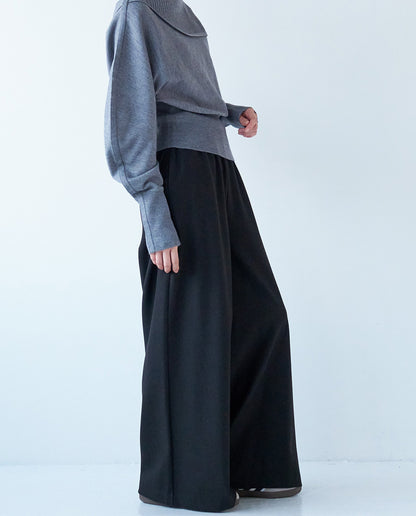 両面起毛イージーワイドパンツ