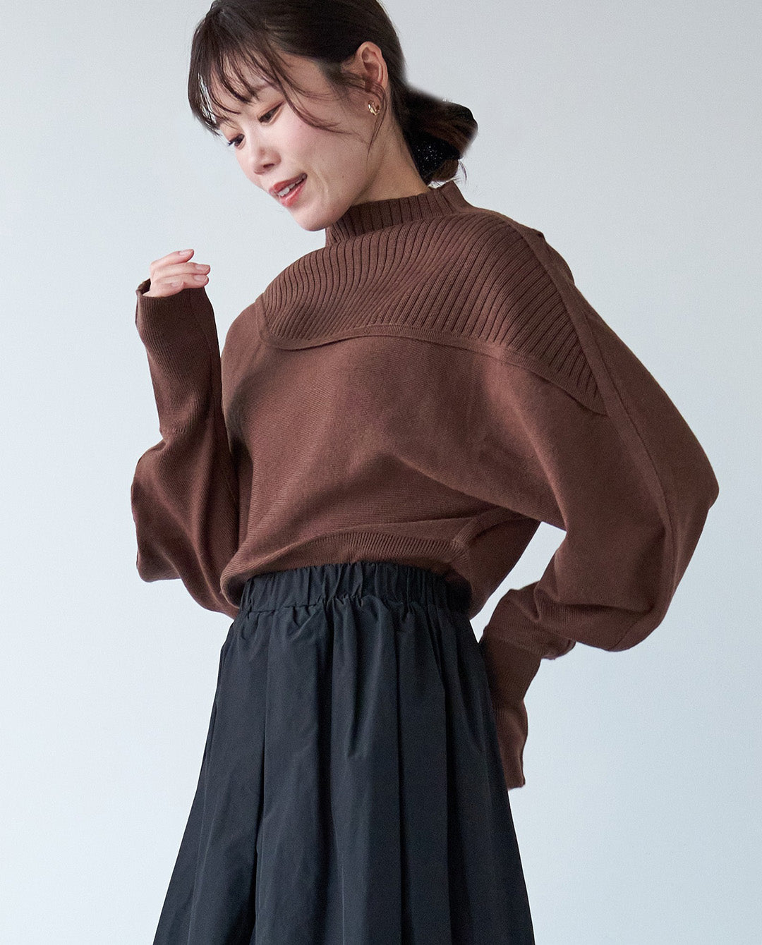 リブ切り替えニット