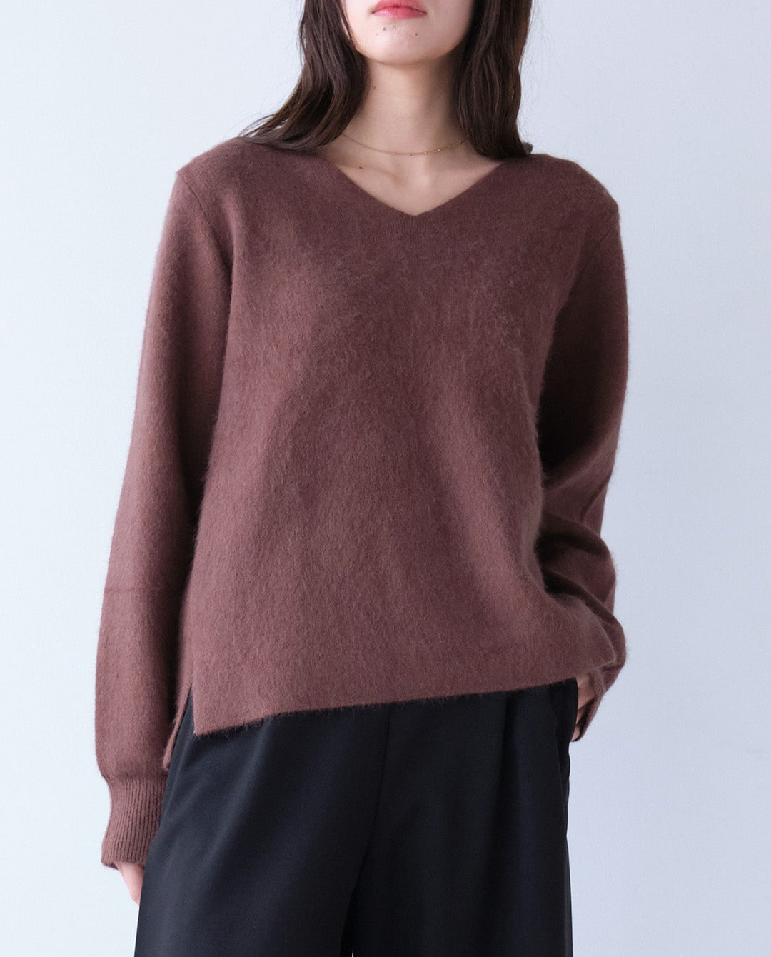 ダブルフェイスVネックニット