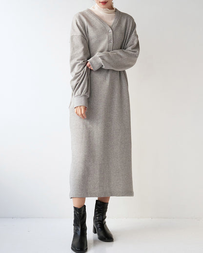 裏起毛Vネックワンピース