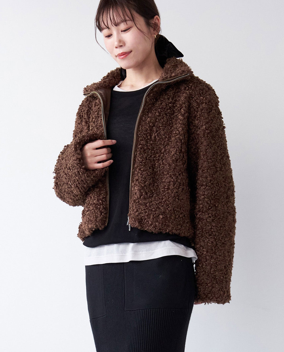 ループファーショートブルゾン