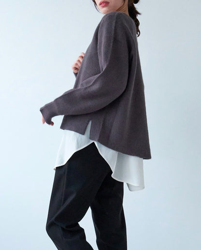 ダブルフェイスVネックニット