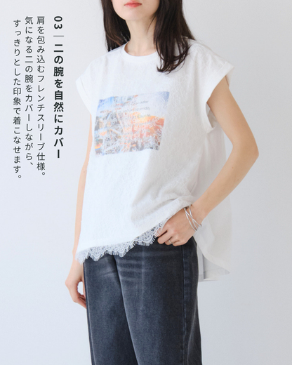 レースフォトフレンチTシャツ