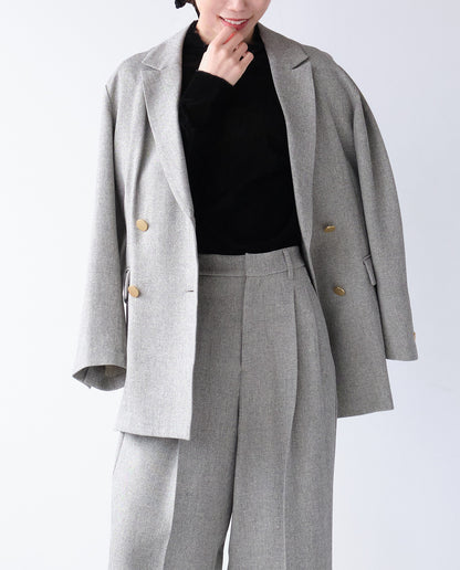 エステルストレッチダブルテーラードジャケット