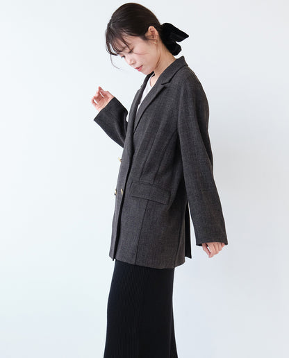 エステルストレッチダブルテーラードジャケット