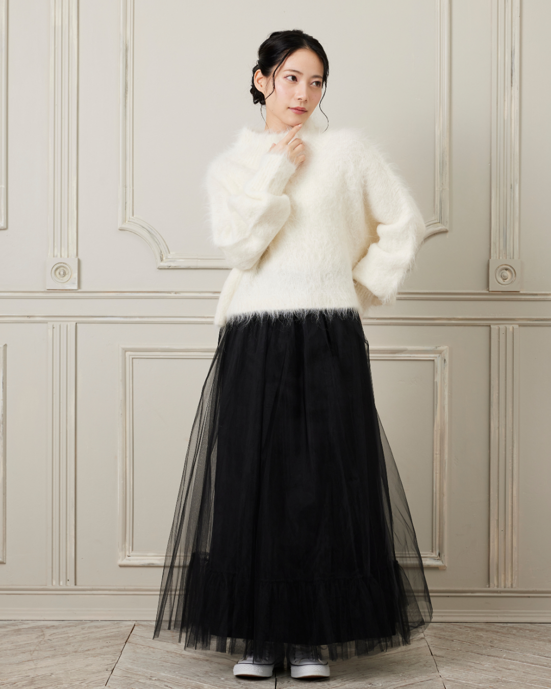 アルパカシャギーショートニット