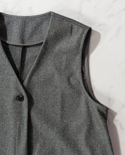 ウールライクVネックロングジレ