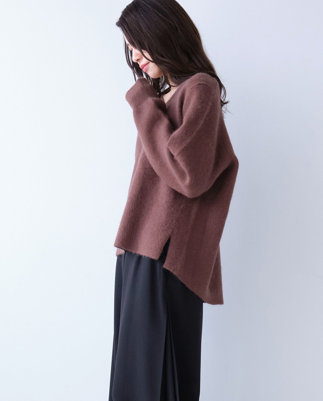 ダブルフェイスVネックニット