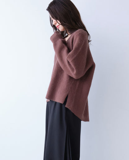 ダブルフェイスVネックニット