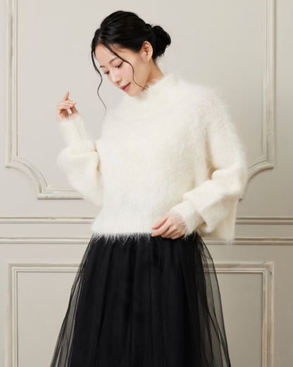 アルパカシャギーショートニット