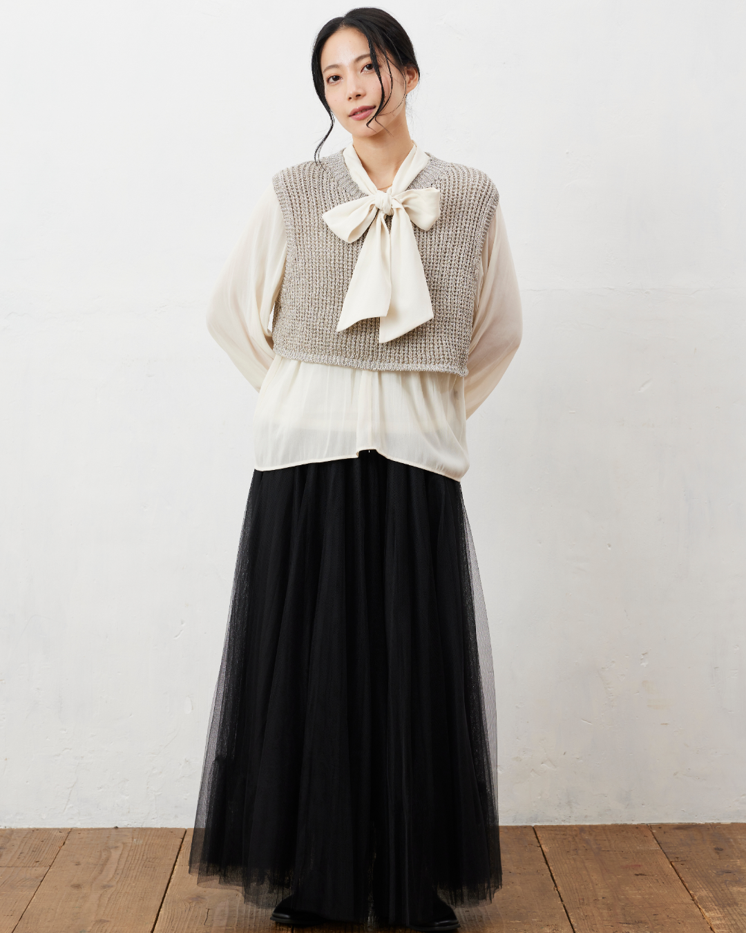 ラメリリーニットベスト