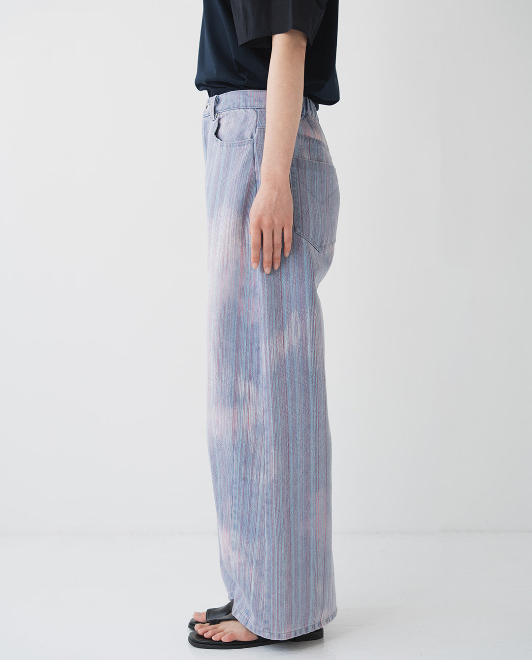 マルチストライプ バレルデニムパンツ