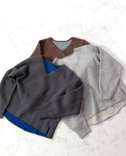 ダブルフェイスVネックニット