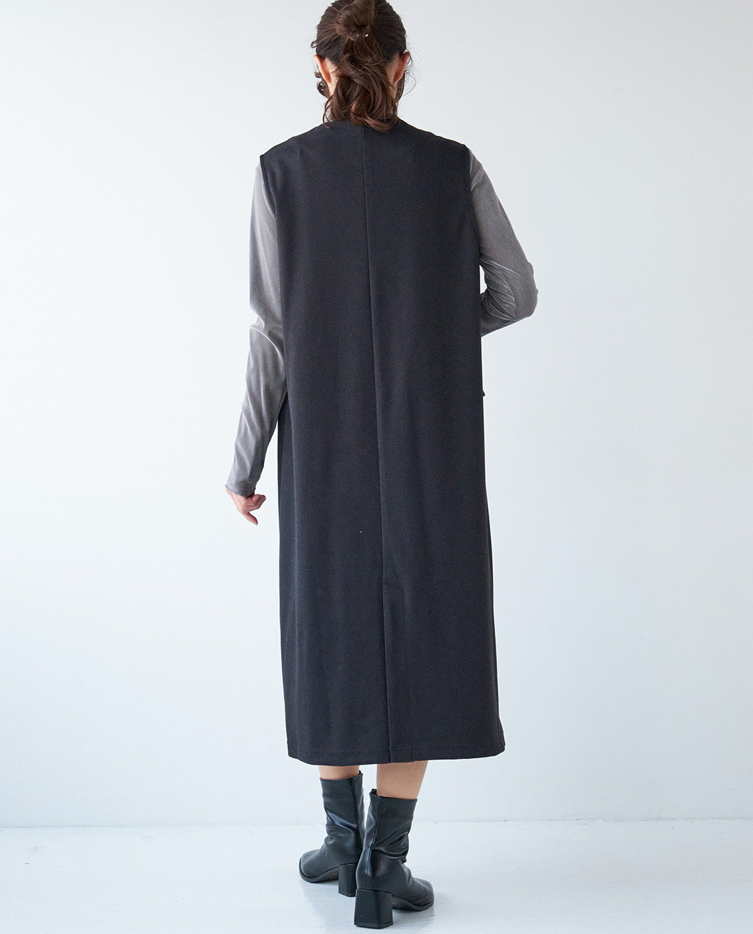 ウールライクVネックロングジレ