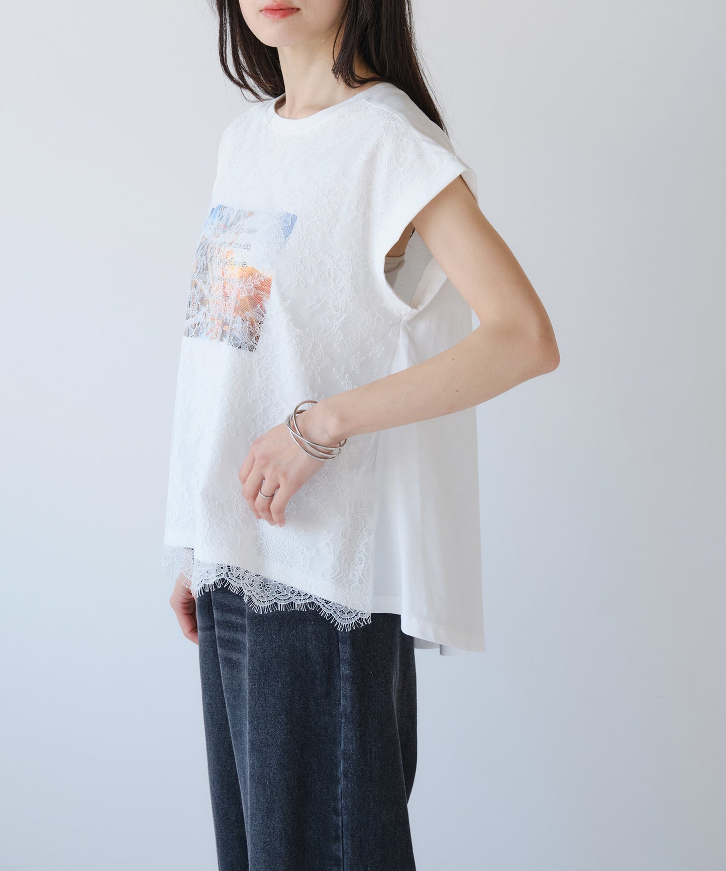 レースフォトフレンチTシャツ