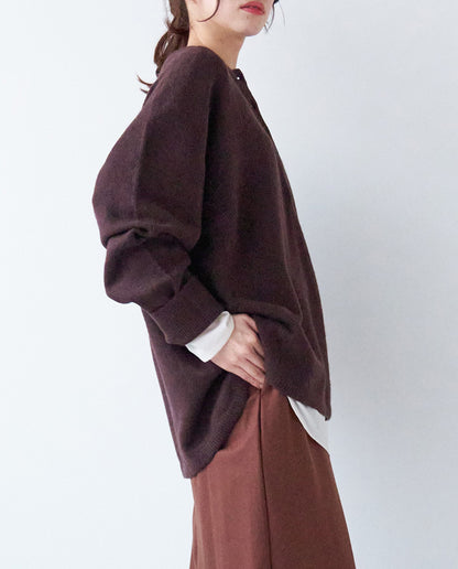 ヘンリーネックニットプルオーバー