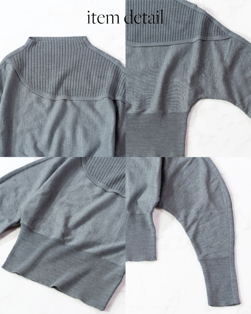 リブ切り替えニット