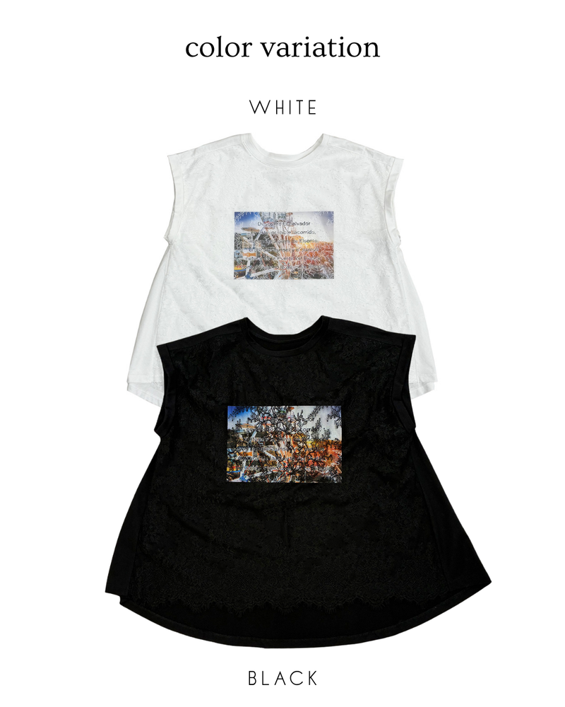 レースフォトフレンチTシャツ