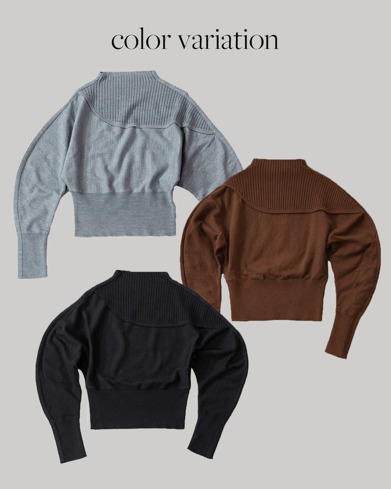 リブ切り替えニット