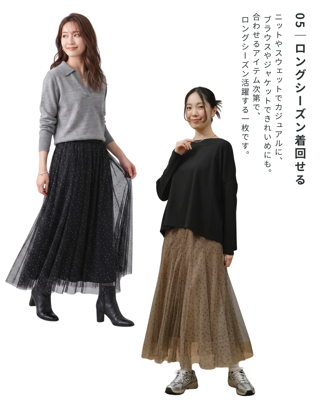 ドットプリントチュールスカート