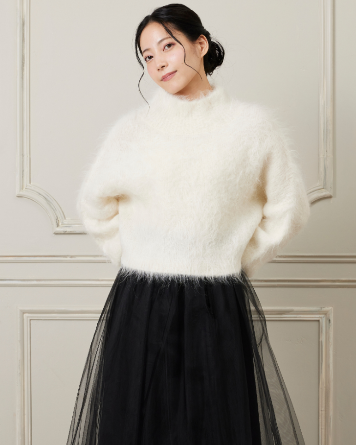 アルパカシャギーショートニット