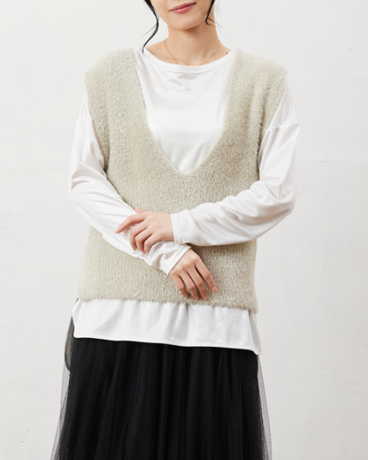 ラメシャギーニットベスト