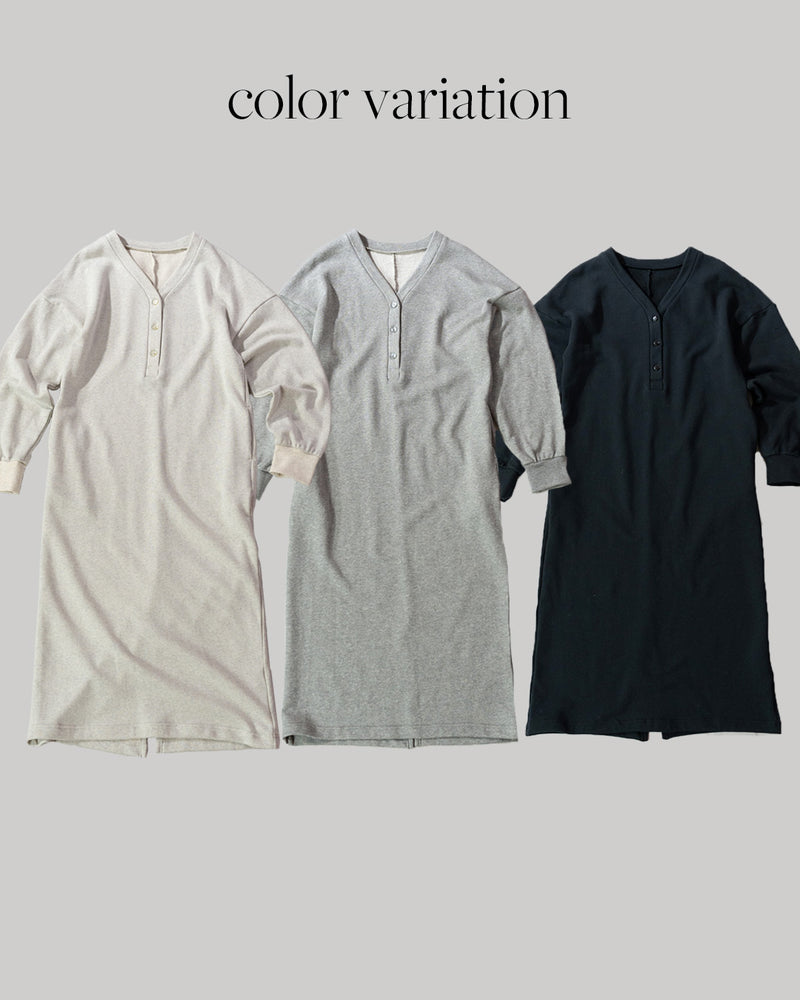 裏起毛Vネックワンピース