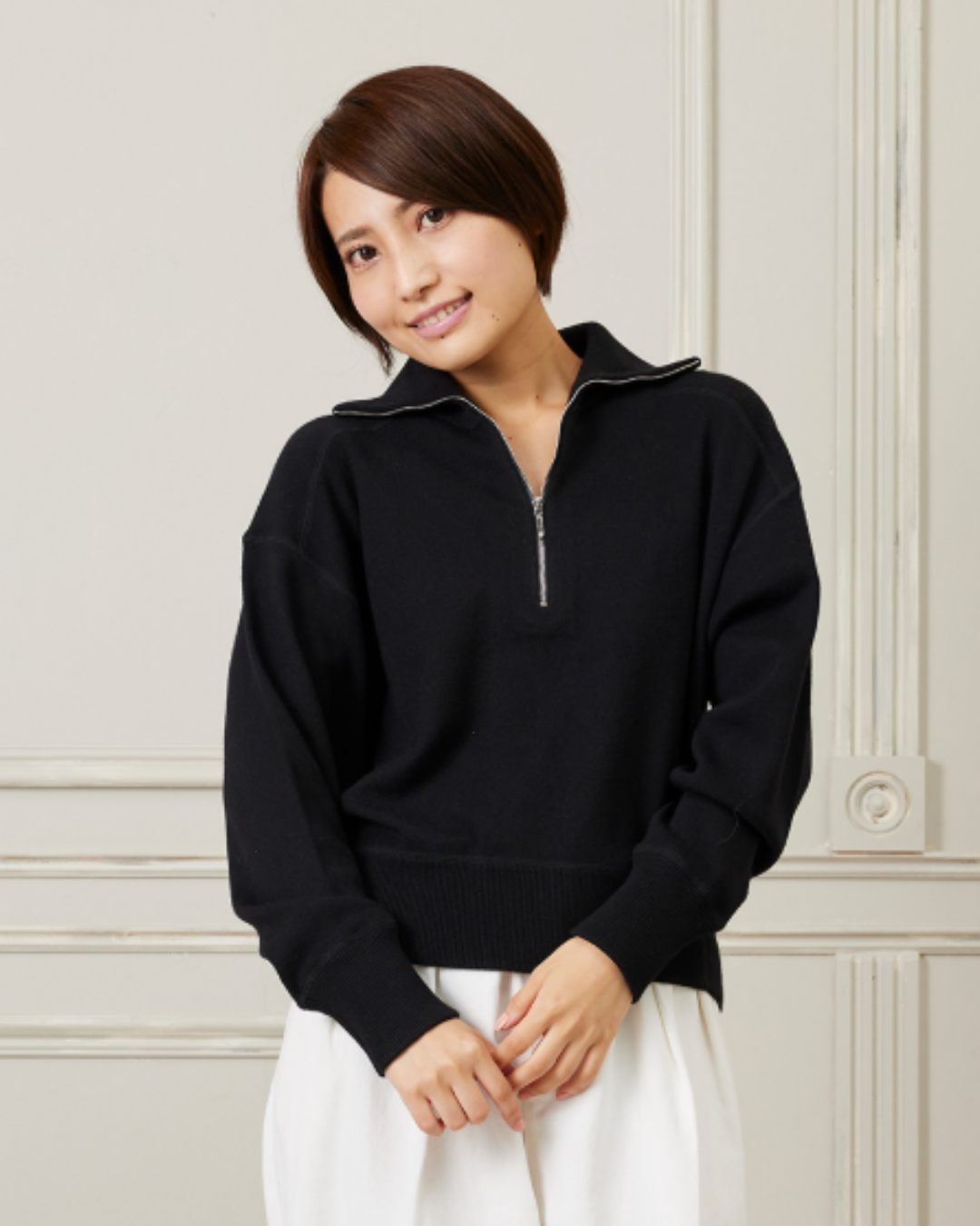 ハーフジップニット