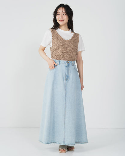 手編み風ざっくりニットベスト
