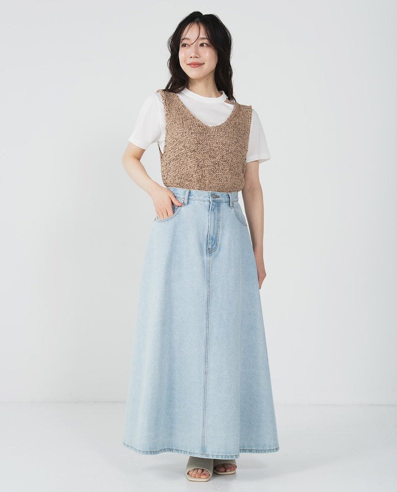 手編み風ざっくりニットベスト