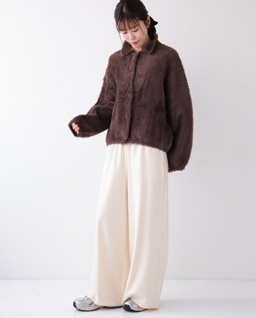 両面起毛イージーワイドパンツ