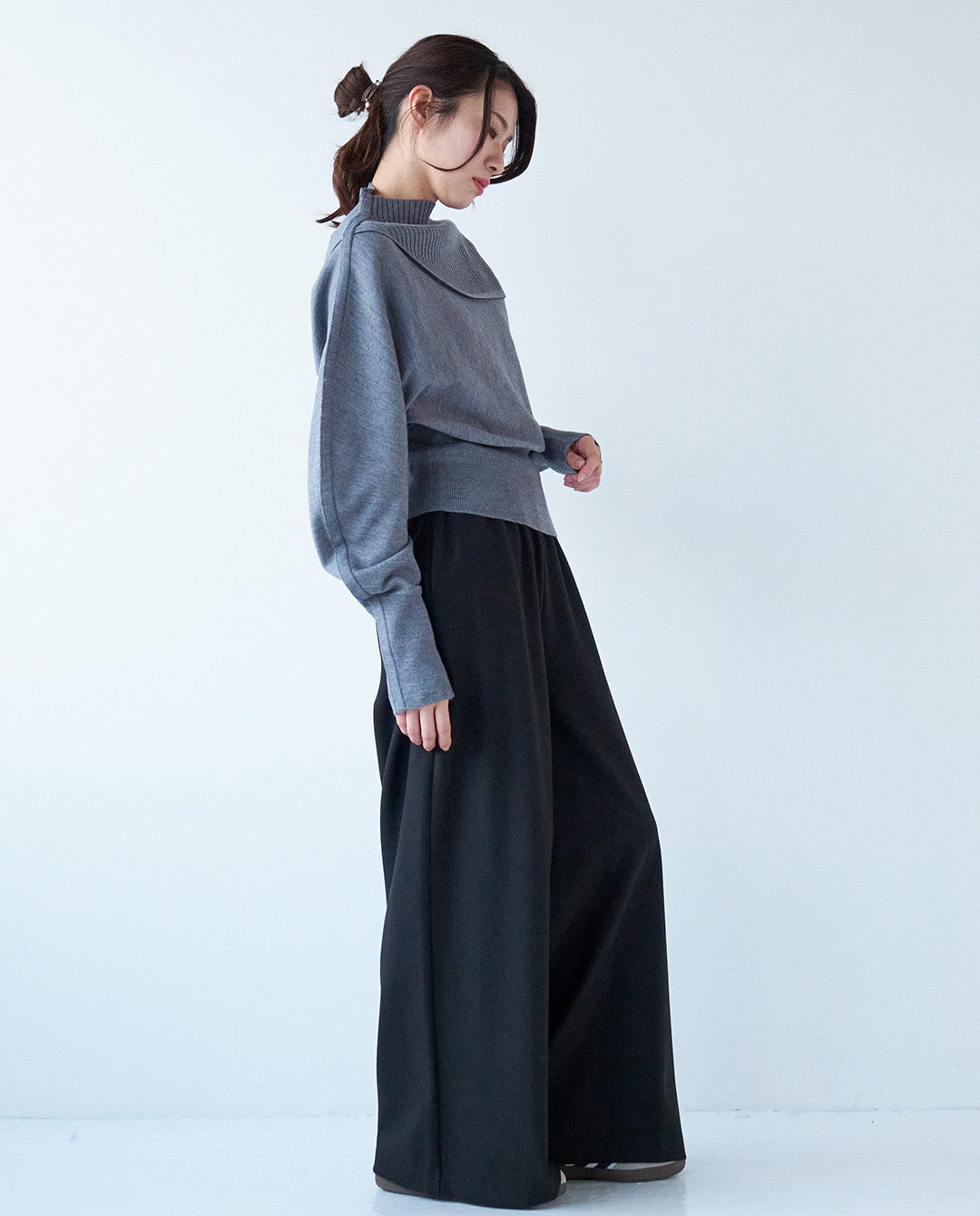 リブ切り替えニット