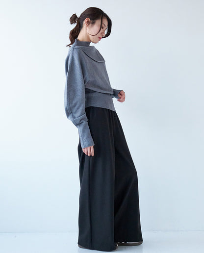 リブ切り替えニット