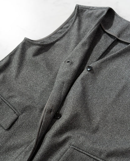 ウールライクVネックロングジレ