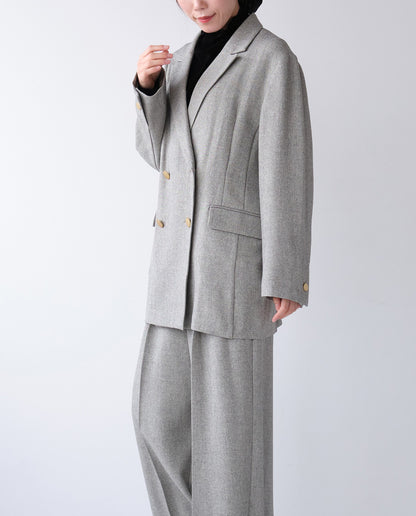 エステルストレッチダブルテーラードジャケット