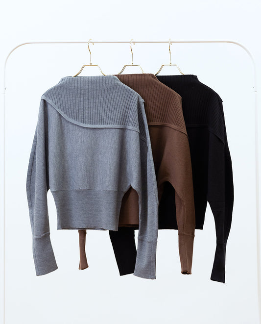 リブ切り替えニット