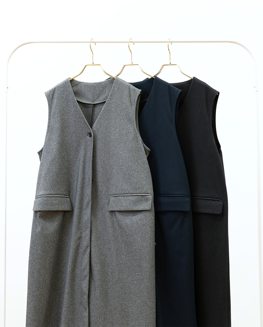 ウールライクVネックロングジレ