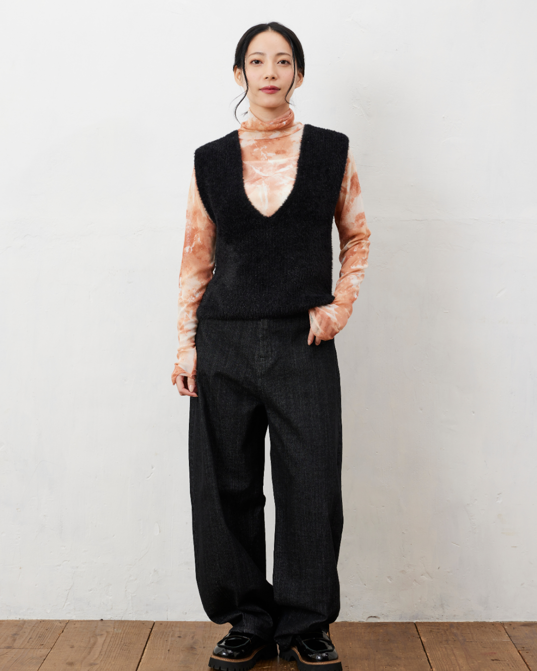 ラメシャギーニットベスト