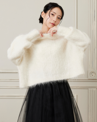 アルパカシャギーショートニット