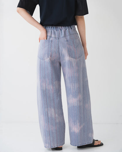 マルチストライプ バレルデニムパンツ