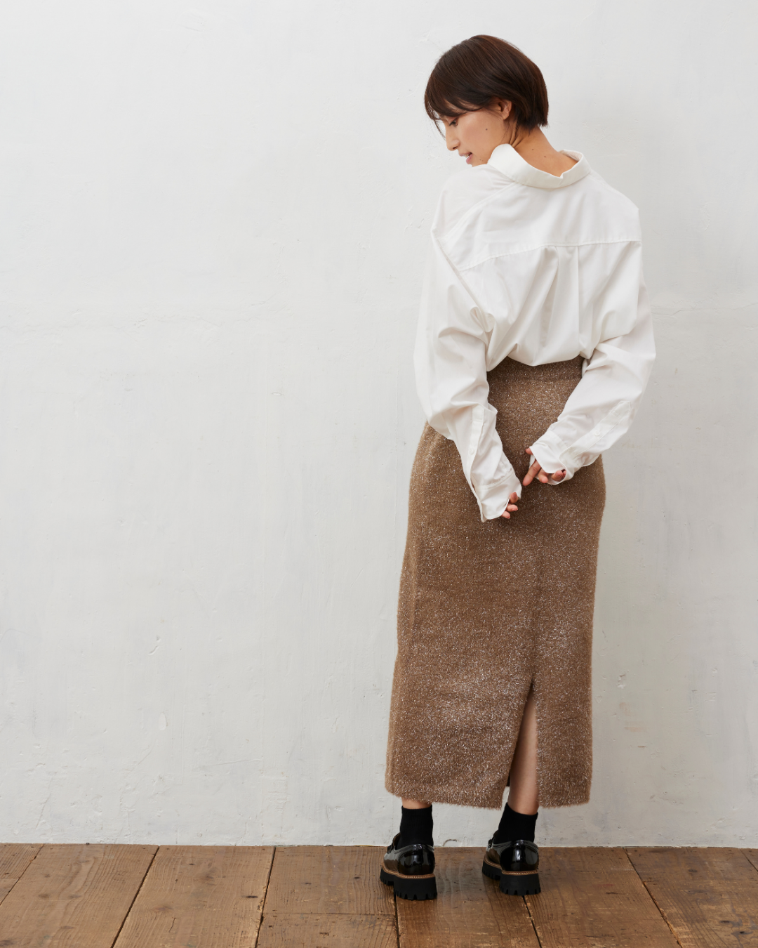 ラメシャギーニットスカート