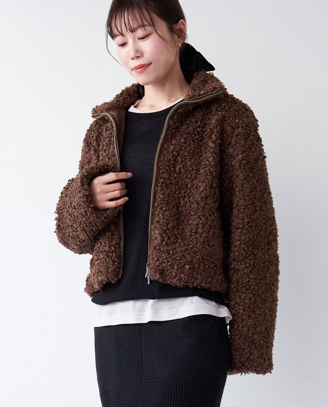 ループファーショートブルゾン