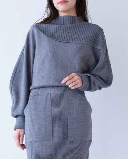 リブ切り替えニット
