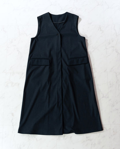 ウールライクVネックロングジレ