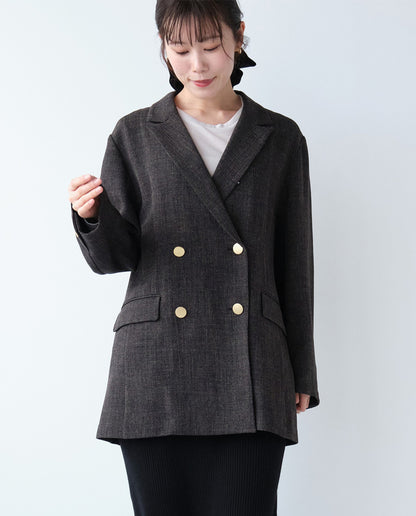 エステルストレッチダブルテーラードジャケット