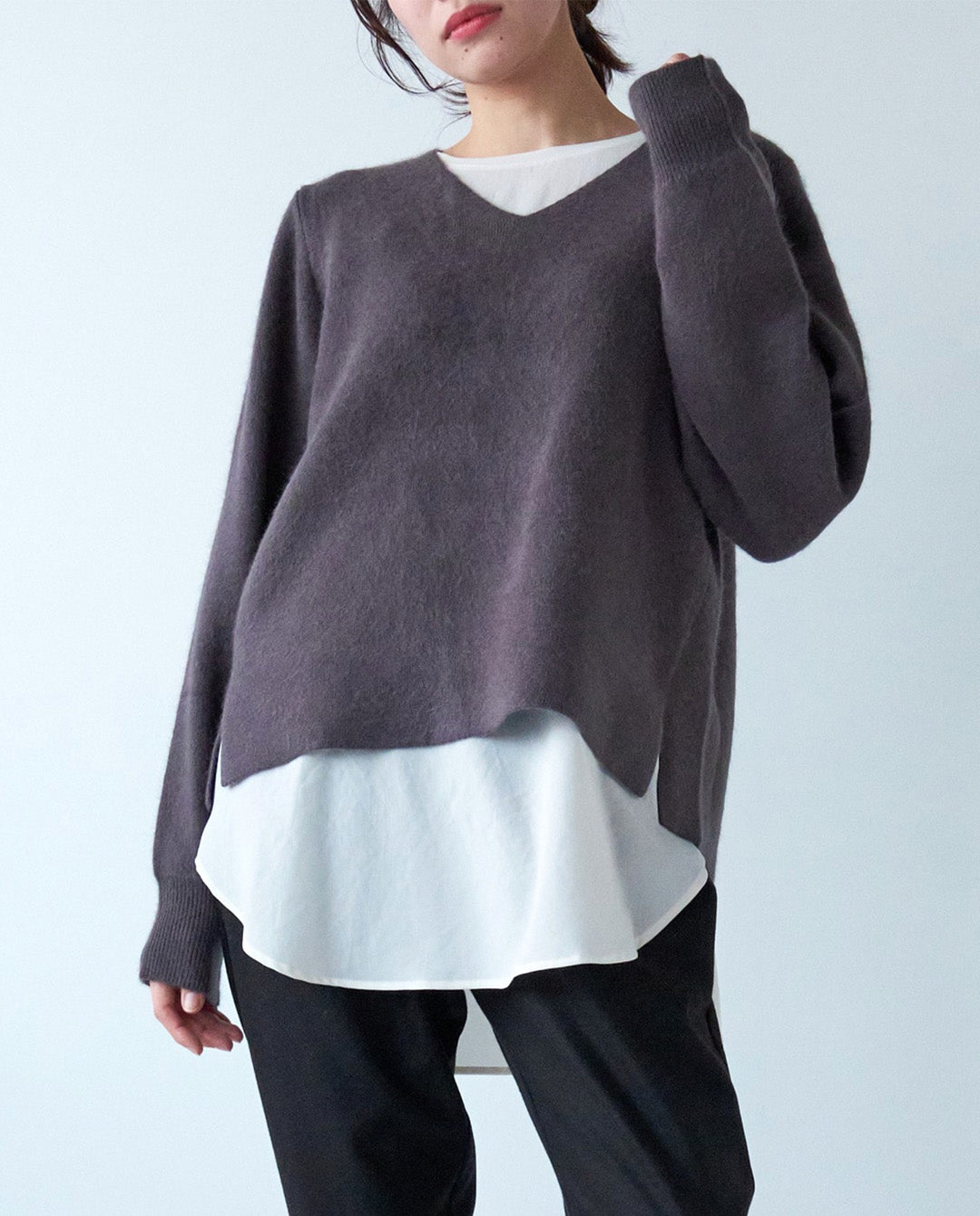 ダブルフェイスVネックニット