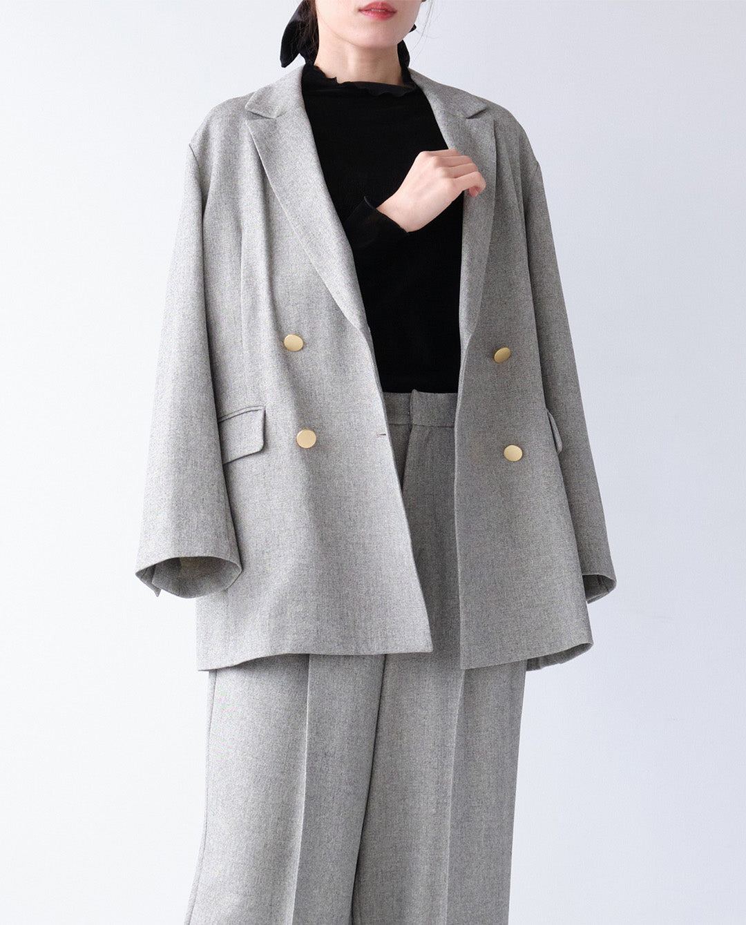 エステルストレッチダブルテーラードジャケット