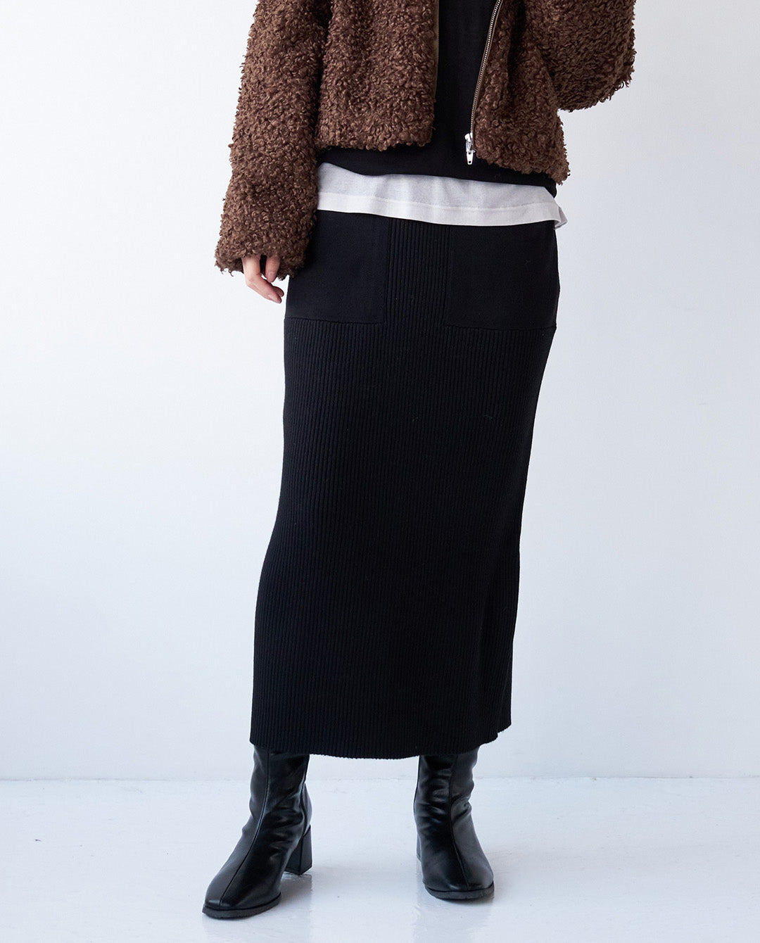 リブニットスカート